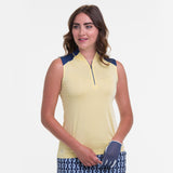 Sleeveless Zip Mandarin Collar Polo