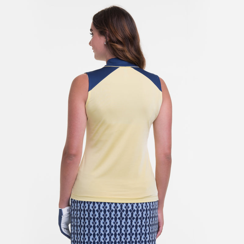 Sleeveless Zip Mandarin Collar Polo