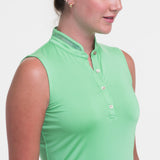 Sleeveless Mandarin Collar Polo