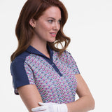 SHORT SLEEVE CHEVRON KNIT STITCH POLO