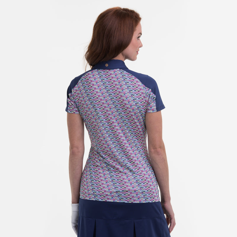 SHORT SLEEVE CHEVRON KNIT STITCH POLO