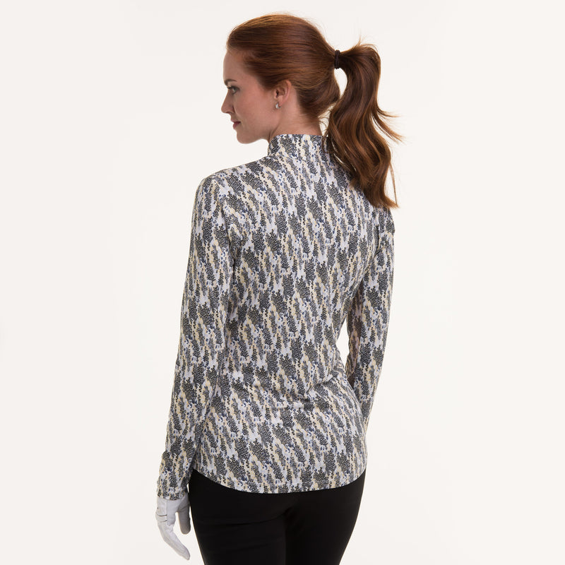 LONG SLEEVE LEOPARD HOUNDSTOOTH POLO