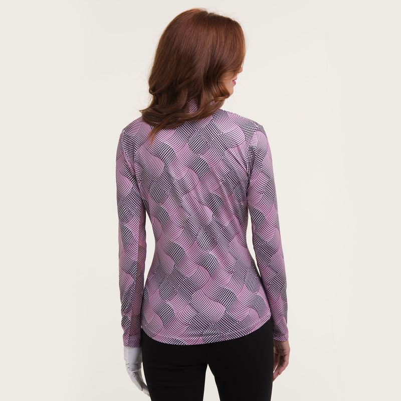 L/S DOT RIBBON SWIRL ZIP MOCK