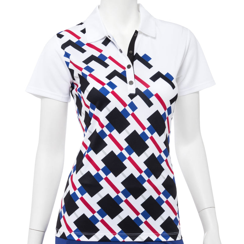 Short Sleeve Modern Gradated Geo Placed Print Polo - EPNY