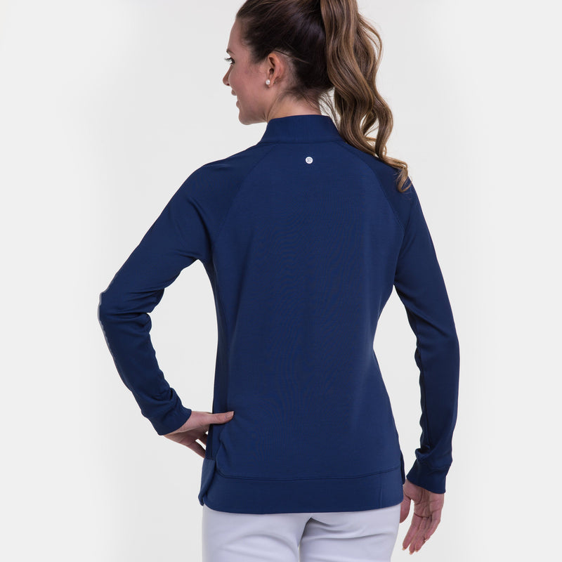 Long Sleeve Rib Trim Snap Placket Pullover